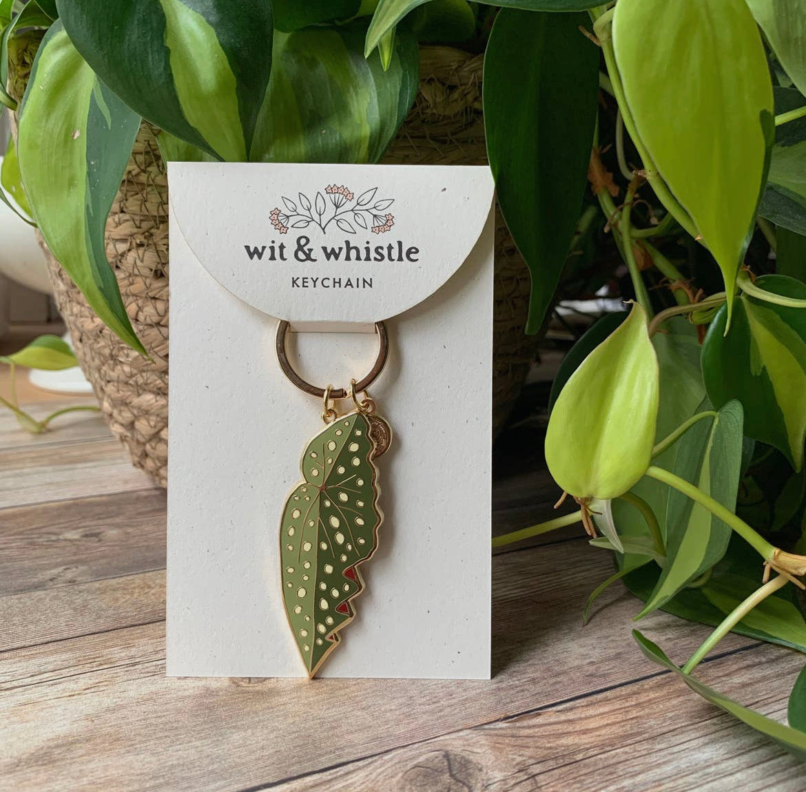 wit & whistle keychain begonia maculata houseplant keychain