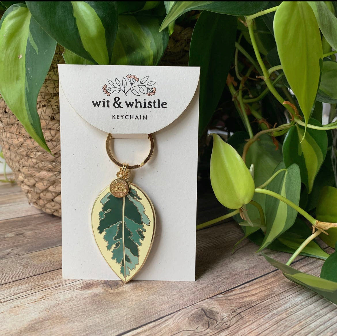 wit & whistle keychain Ficus Tineke houseplant keychain